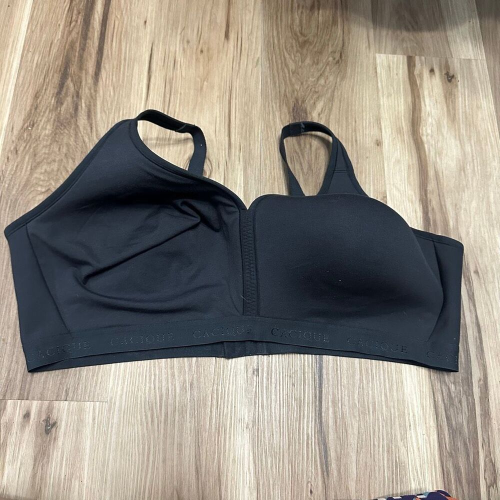 Cacique Intimates black jersey knit wireless unlined 50DDD bra